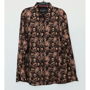 Silver Stone Collection Shirt Mens XXXL Modern Fit Paisley Black Button Down